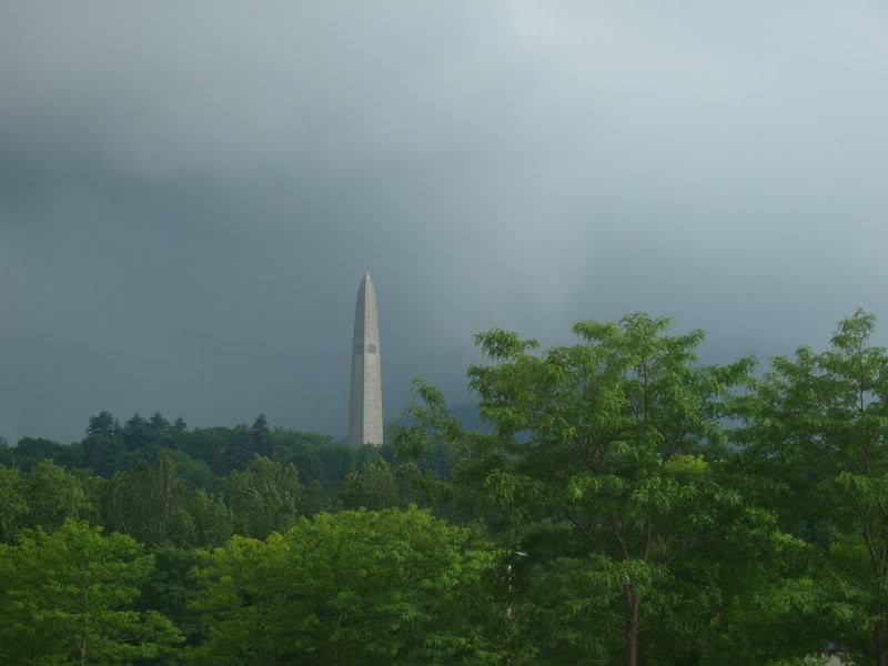 Bennington monument with wicked storm coming