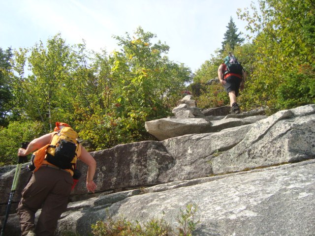 Scrambling over the ledges