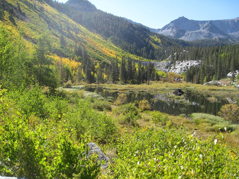 Pond before the trail starts to climb out of the valley