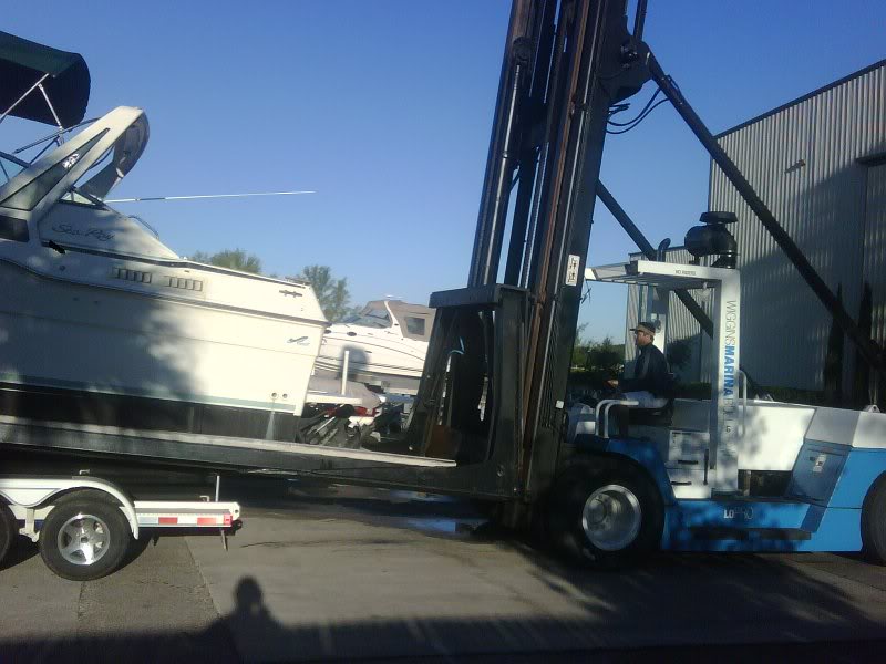 Boat on fork lift