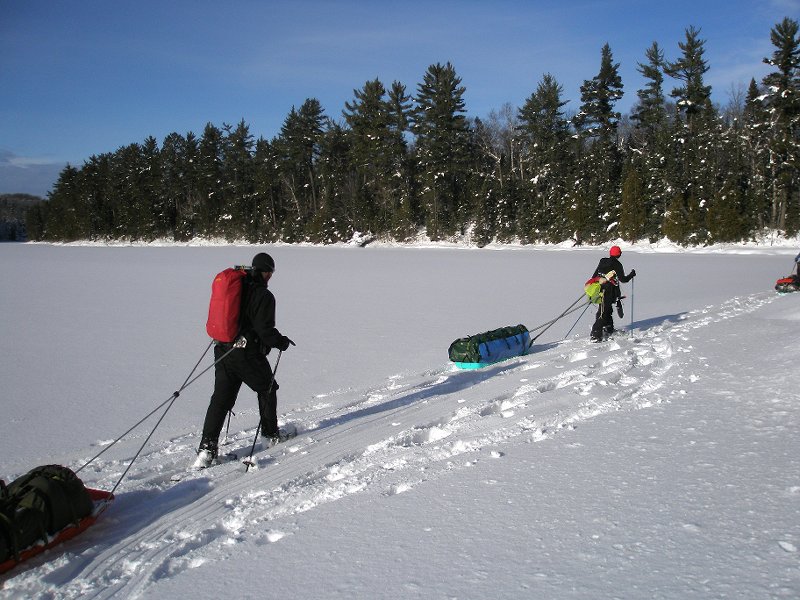 Hauling sledges on a sunny day