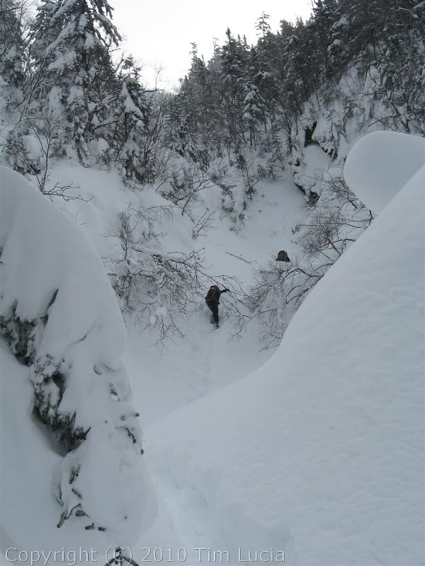 Out of the river, but not on the trail either