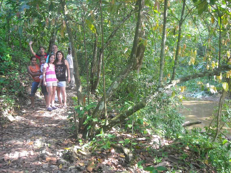 Camino a la cascada, bordeando el rio entre arboles