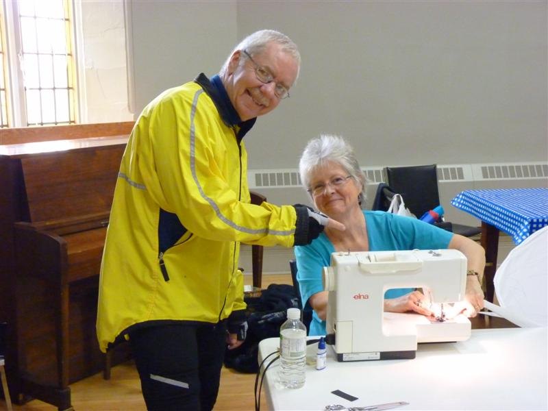 Ed Hummel biked in to point out a few things to Phyllis