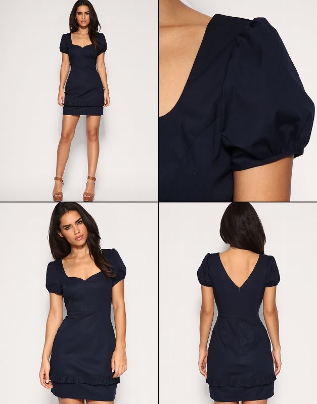 Navy Sweetheart Neck Dress