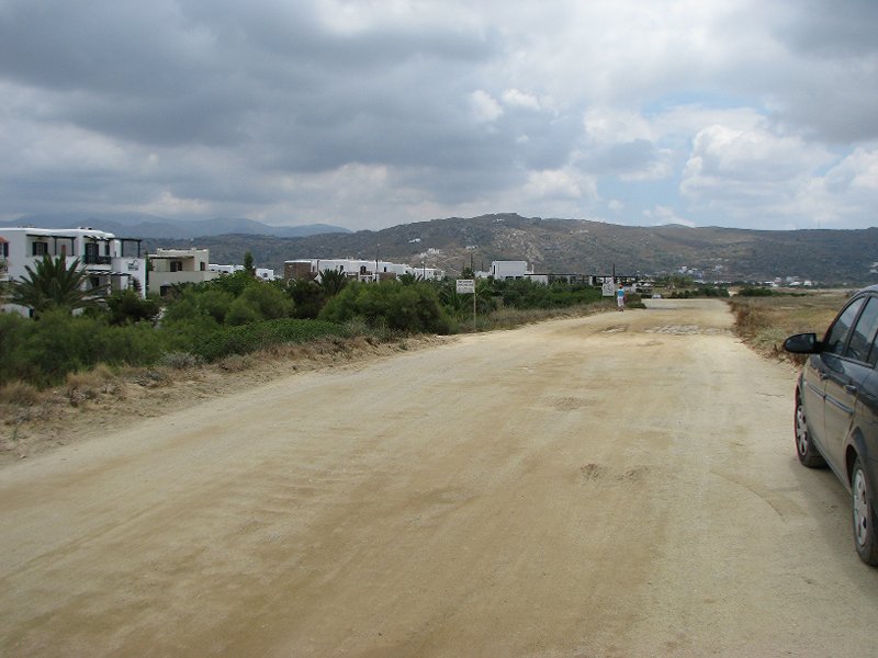 Sand road and hotels at Plaka