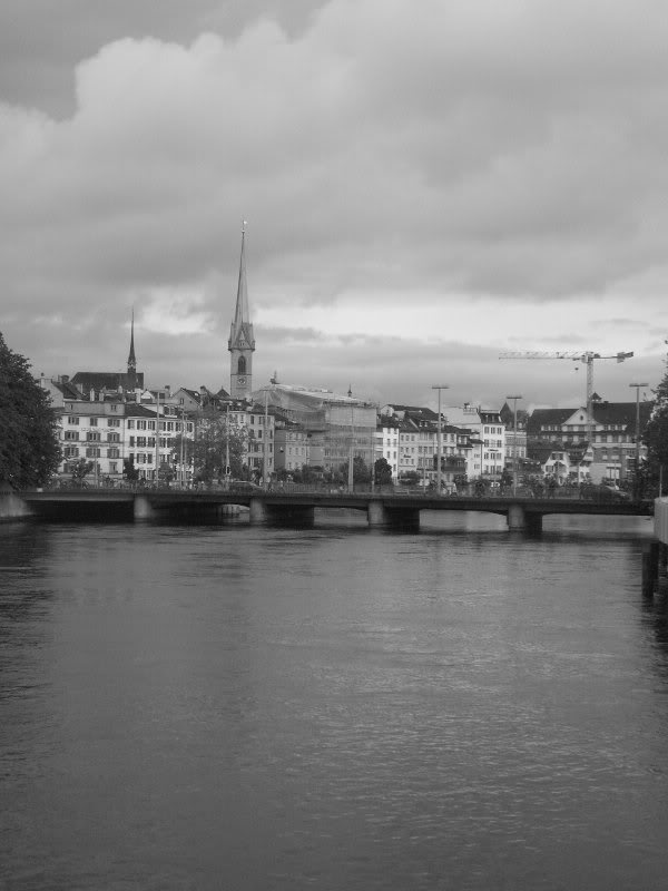 Black and White view of the Limmat River