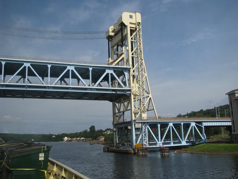 The HWY 41 bridge rises