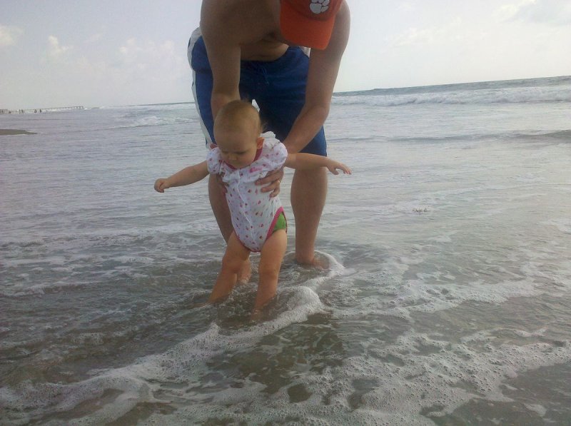 dipping her toes in the atlantic