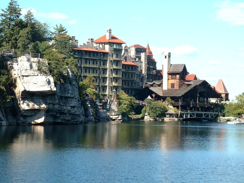 Mohonk Mountain House from the Open Camp on the lake