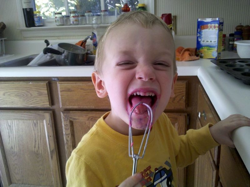 ... well, by licking the batter