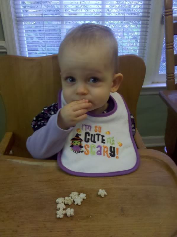Anneliese rockin the new halloween bib from oma