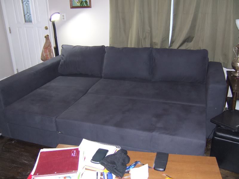Couch converted into bed