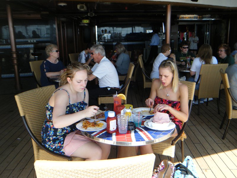 Steph and Rachels first meal on board