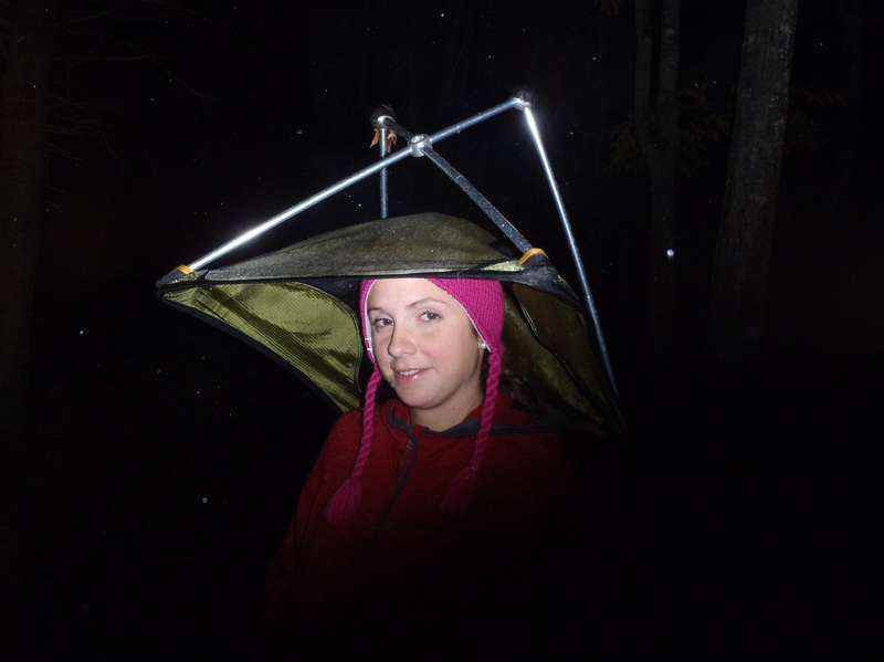 A small shower passed. A-Lite chair doubles as an umbre...