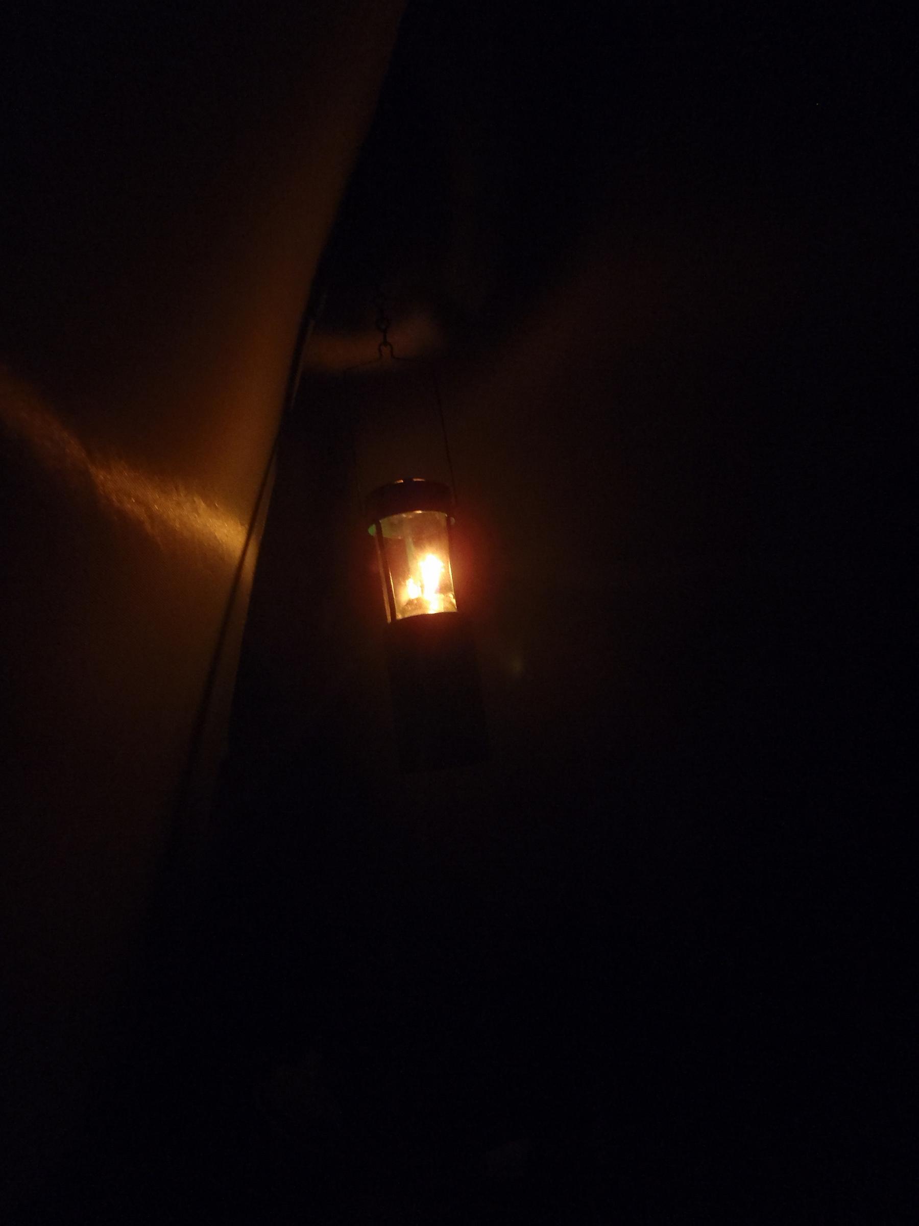 Candle lantern in the tent