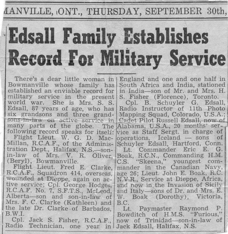 Edsall family participation - father's side.