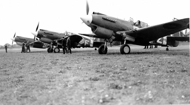 RCAF 414 Squadron 'A' Flight on the line - P 40 Tomahaw...