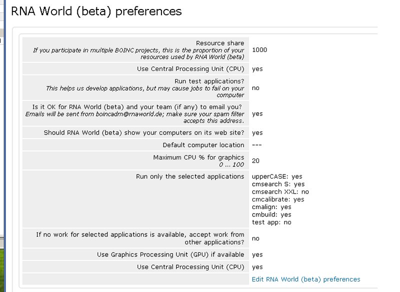 RNAWorld Preferences