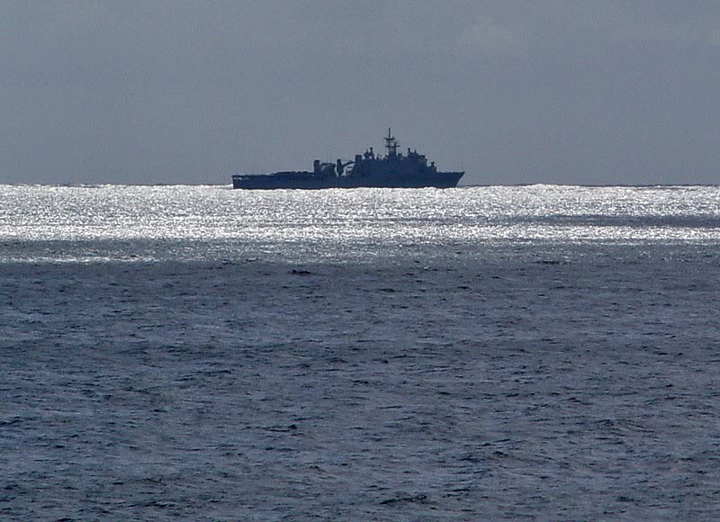 U.S. Navy ship off the island