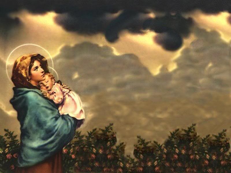 Mary holding baby Jesus