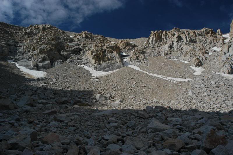 All four chutes that lead to the LeConte-Mallory platea...