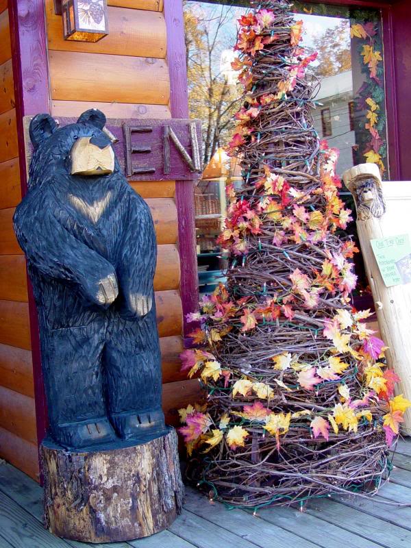 Black Bear with Grapevine tree decorated for autumn