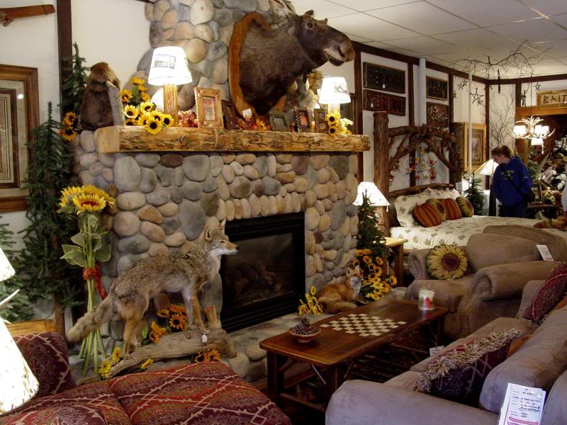 Interior of the store....come sit by the fireplace...
