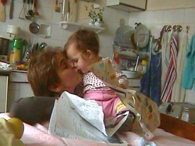 Giving grandma a kiss